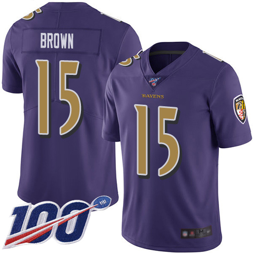 Baltimore Ravens Limited Purple Men Marquise Brown Jersey NFL Football #15 100th Season Rush Vapor Untouchable->baltimore ravens->NFL Jersey